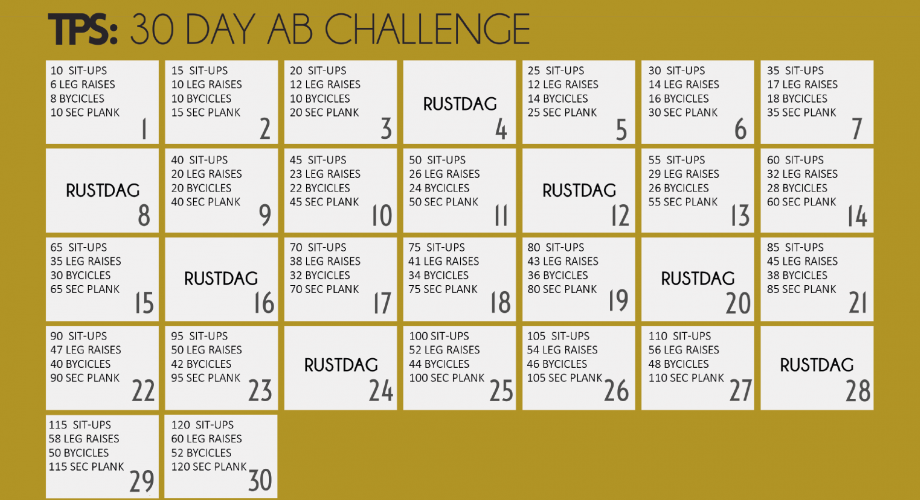 30 dagen workout challenge TPS